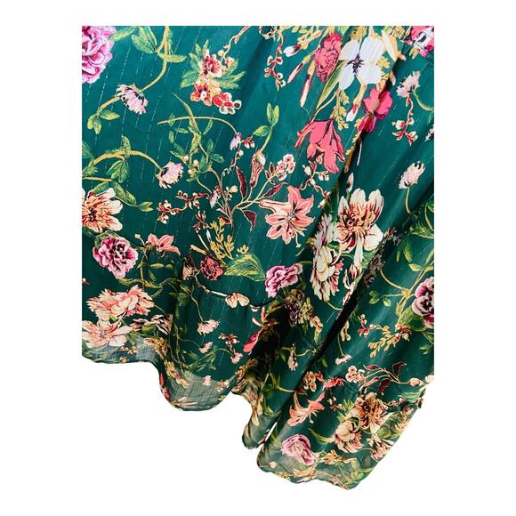 Maurices Womens V Neck Long Sleeve Floral A Line Skater Dress Pleated Green 3X - Picture 5 of 16